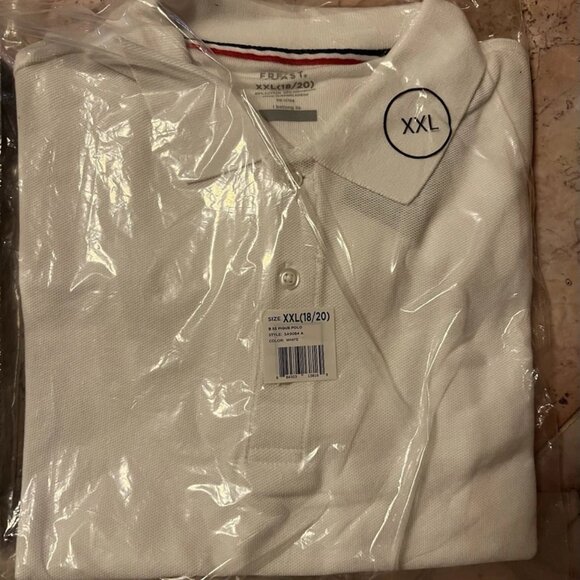 NEW 2 French Toast Navy & White Short-sleeves Mesh Polo Shirt XXL 18/20 - Picture 3 of 5